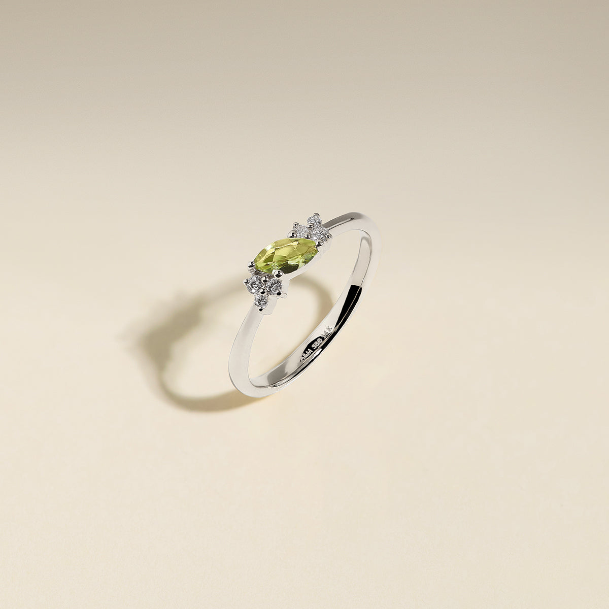 Peridot August Birthstone Milestone Ring in Solid White Gold-Astrid & Miyu