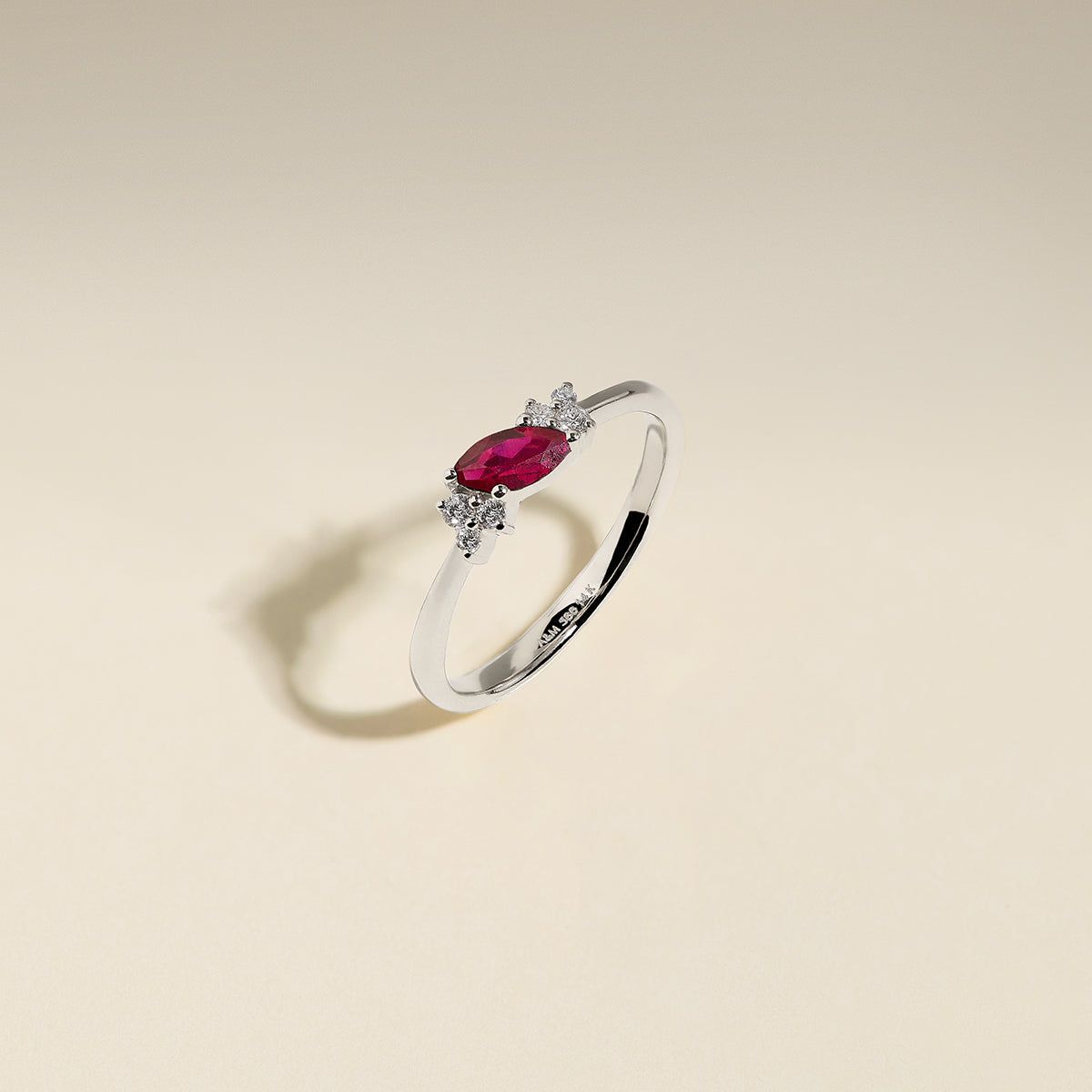 Ruby July Birthstone Milestone Ring in Solid White Gold-Astrid & Miyu