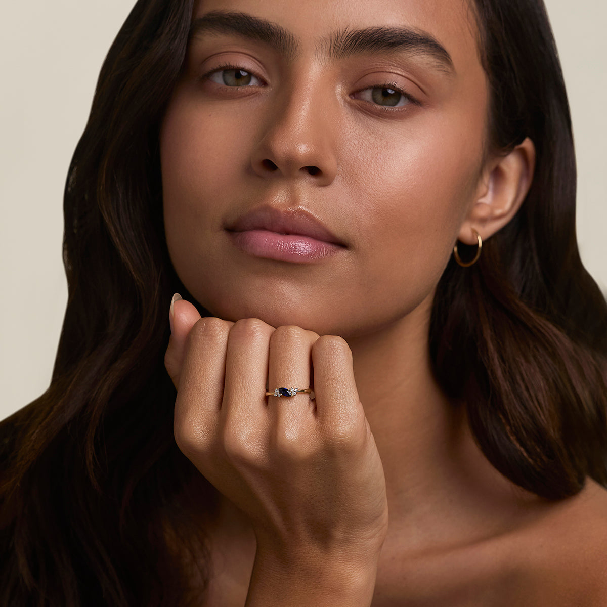 Sapphire September Birthstone Milestone Ring in Solid Gold-Astrid & Miyu
