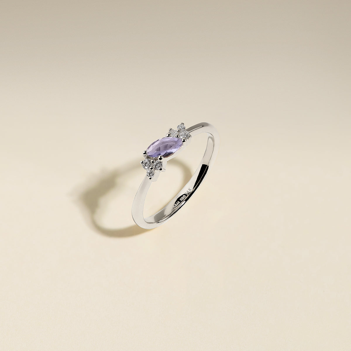 Tanzanite December Birthstone Milestone Ring in Solid White Gold-Astrid & Miyu
