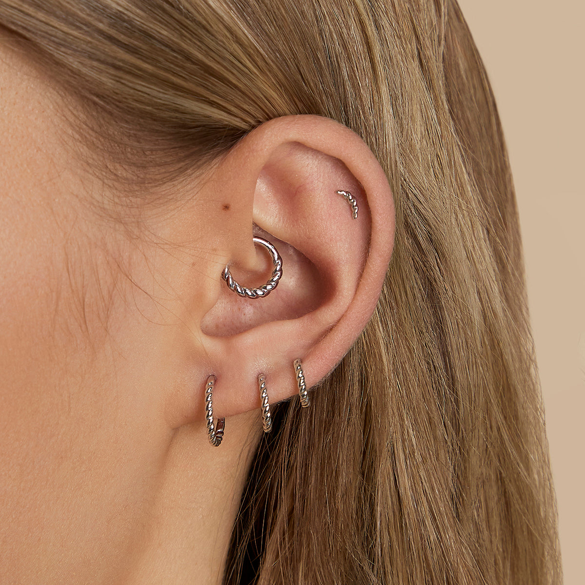 Rope Daith Ring in Solid White Gold-Astrid & Miyu