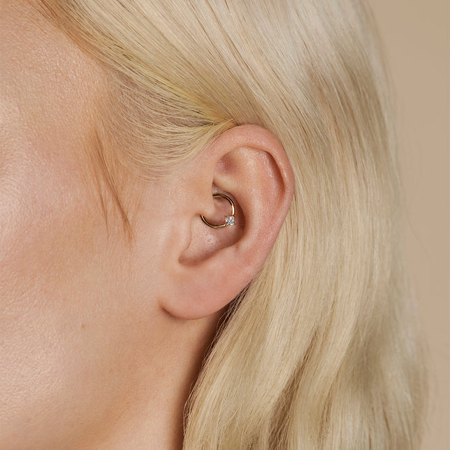 Square Crystal Titanium Daith Hoop in Gold-Astrid & Miyu