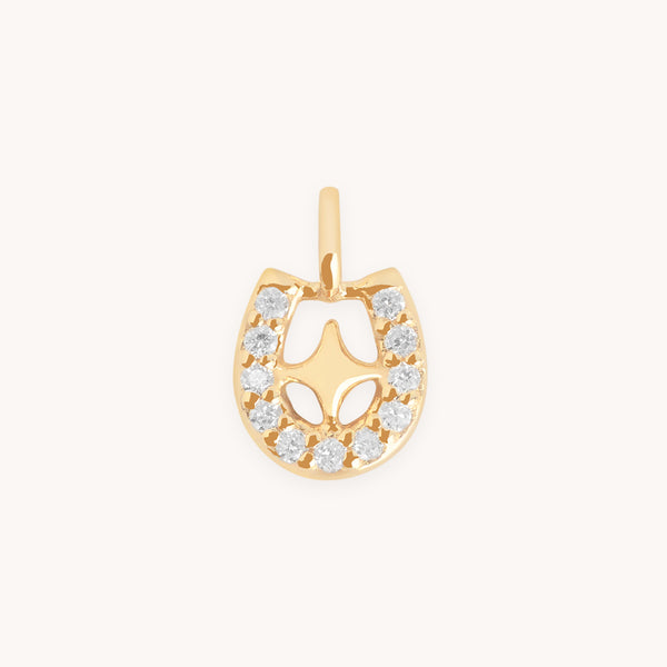 Diamond Pavé Horseshoe Charm 9k Gold-Astrid & Miyu