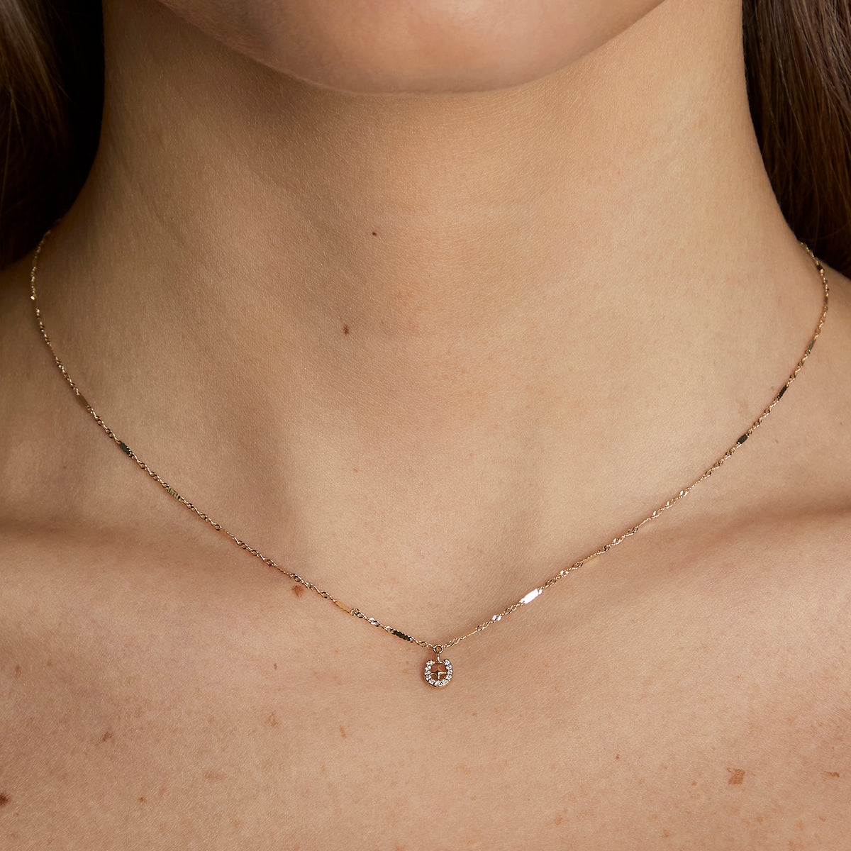Diamond Pavé Horseshoe Charm 9k Gold-Astrid & Miyu