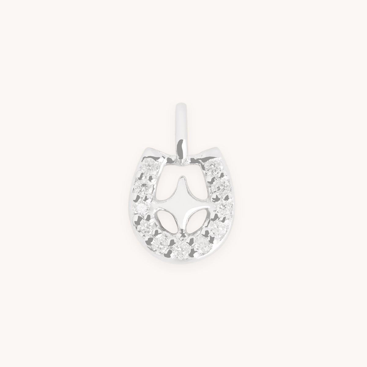 Diamond Pavé Horseshoe Charm 9k White Gold-Astrid & Miyu