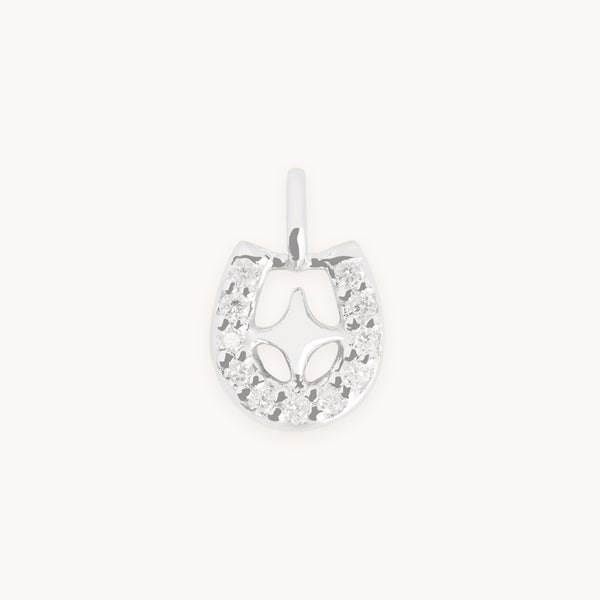 Diamond Pavé Horseshoe Charm 9k White Gold-Astrid & Miyu