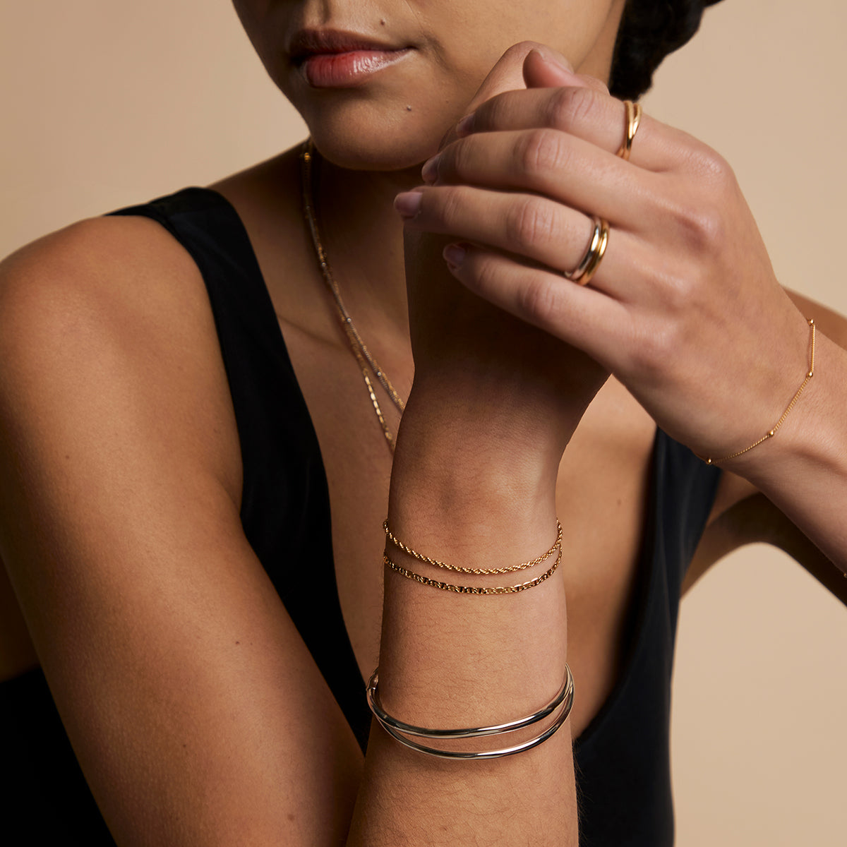Illusion Double Chain Bracelet in Gold-Astrid & Miyu