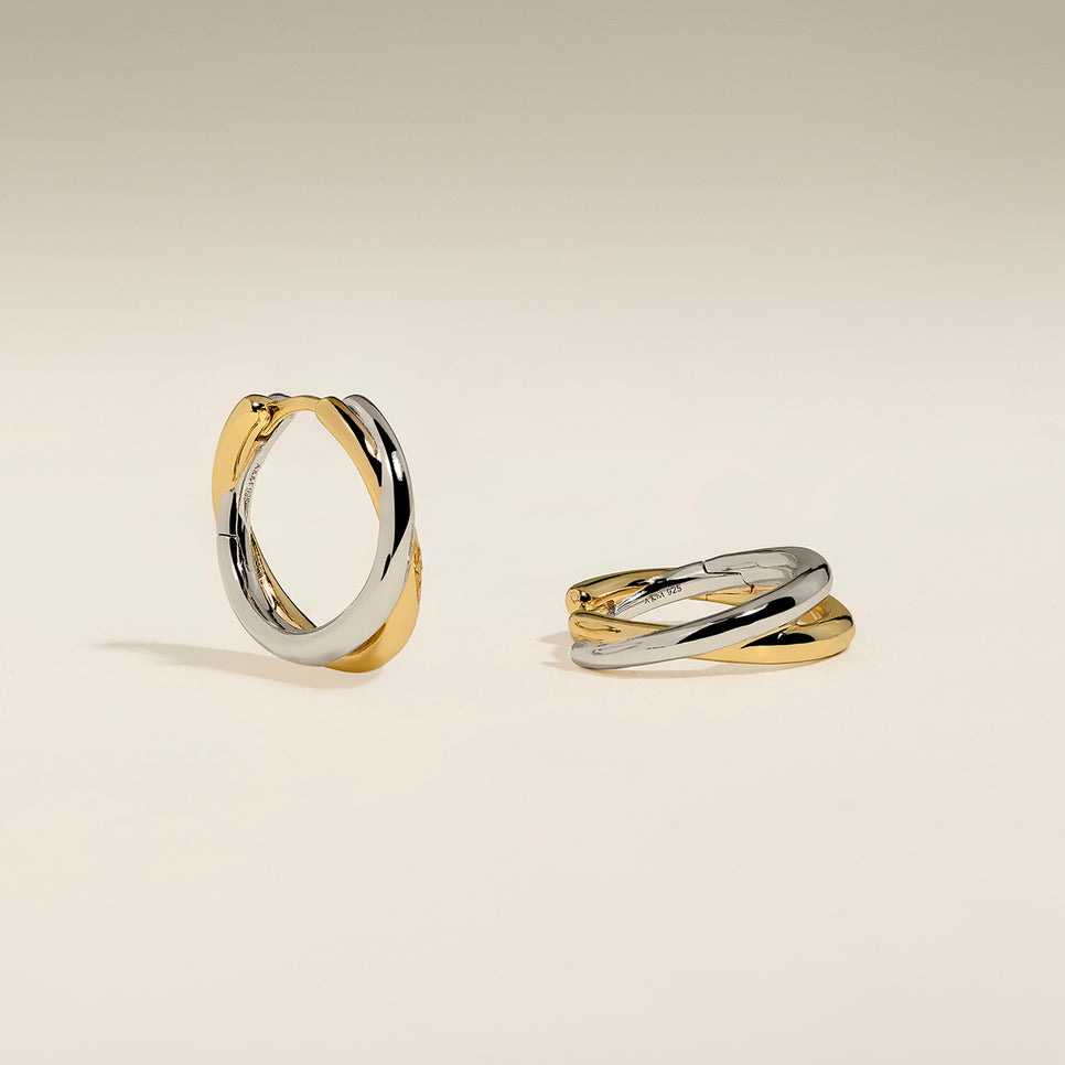 Crossover Illusion Hoops in Mixed Metal-Astrid & Miyu