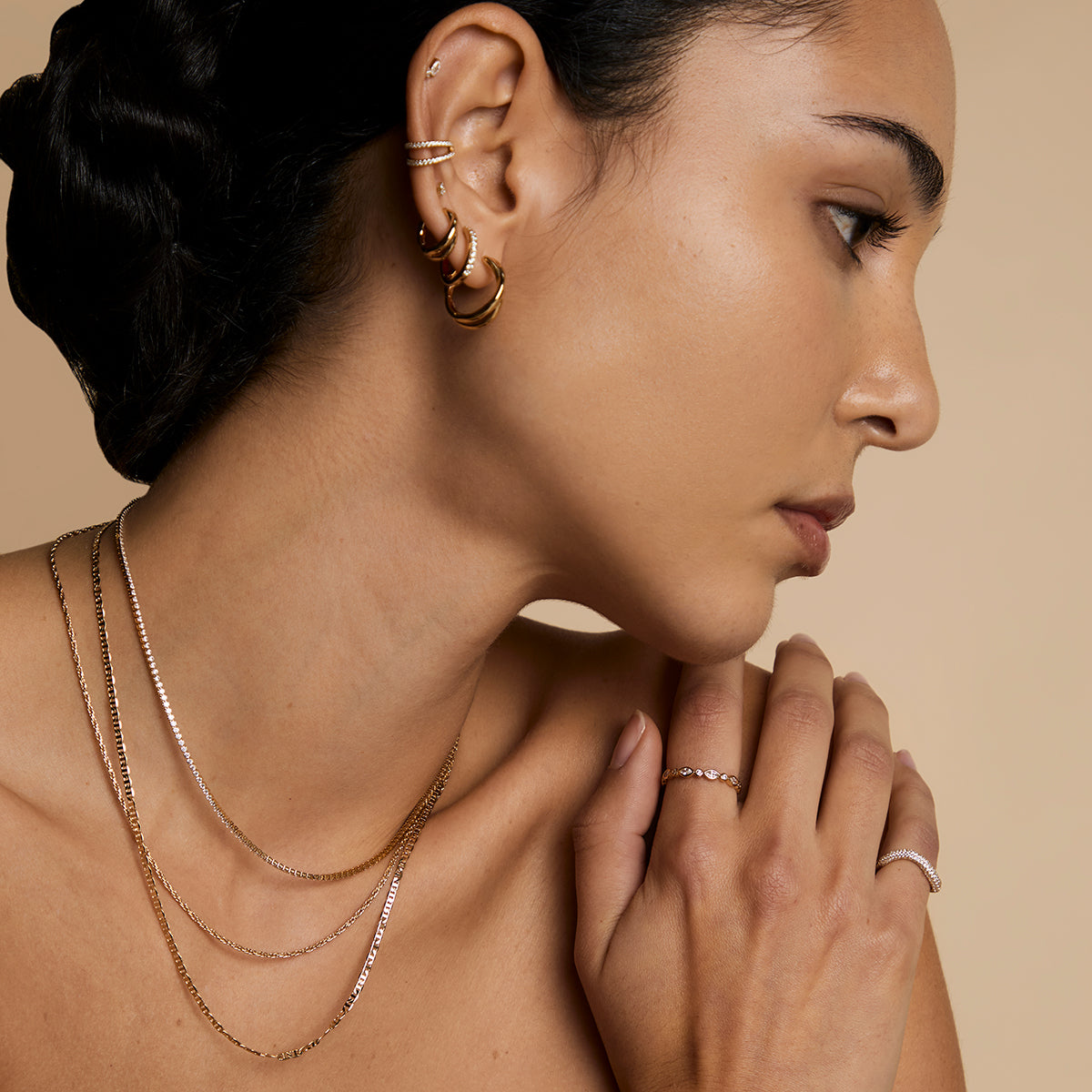 Illusion Double Chain Necklace in Gold-Astrid & Miyu
