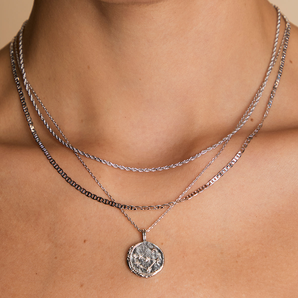 Illusion Double Chain Necklace in Silver-Astrid & Miyu