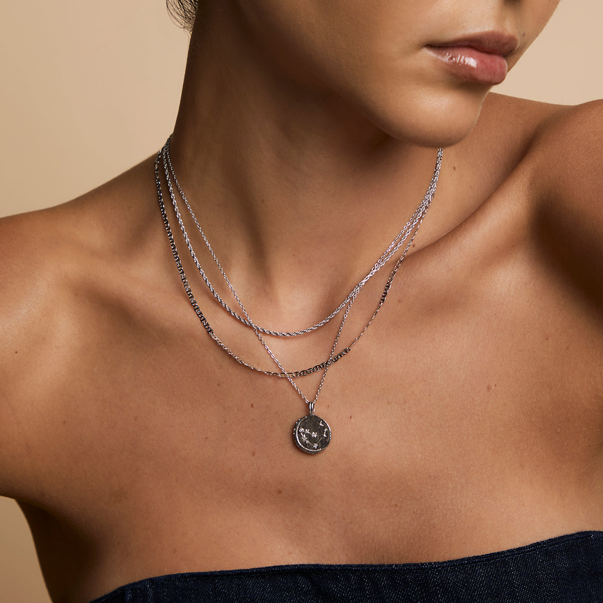 Illusion Double Chain Necklace in Silver-Astrid & Miyu
