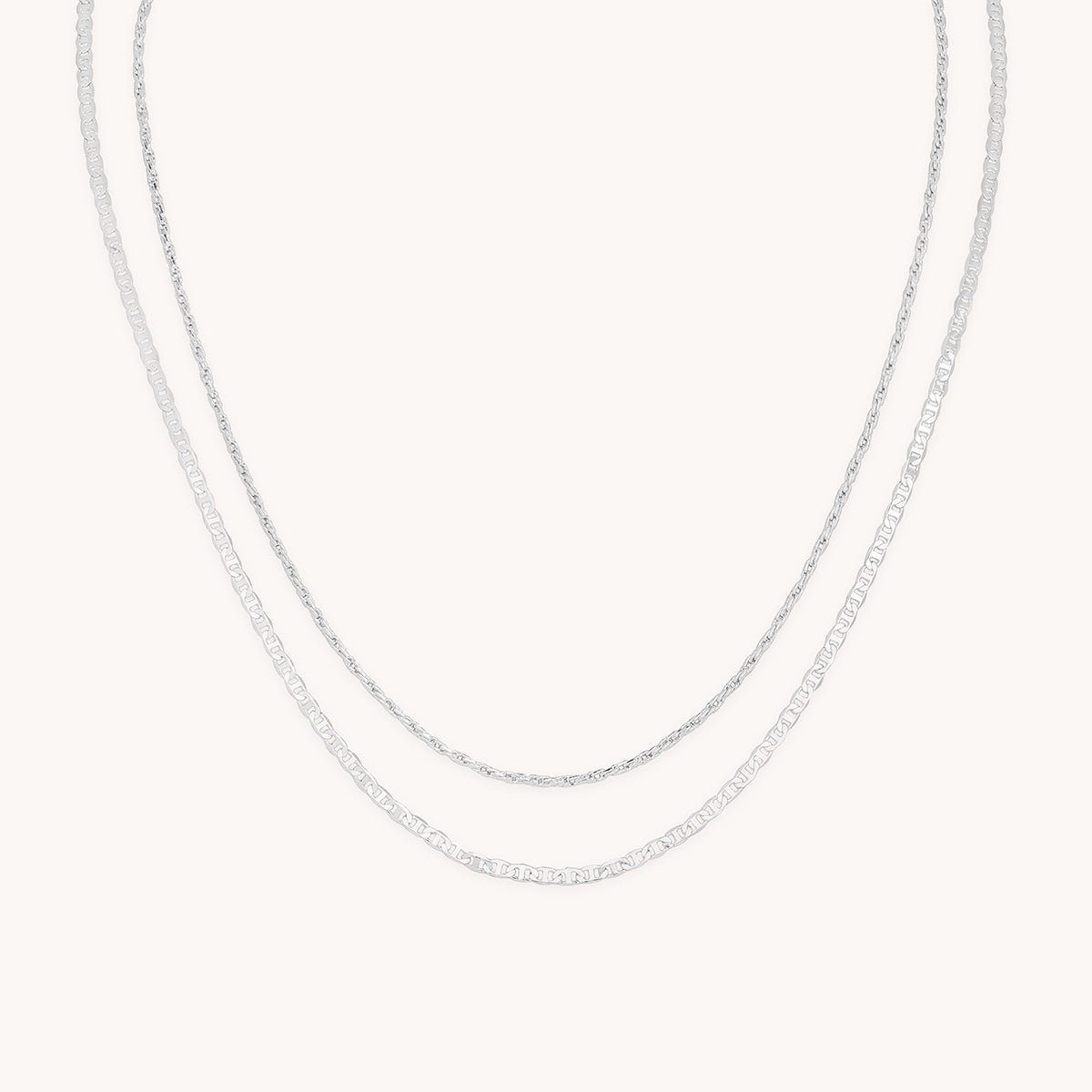 Illusion Double Chain Necklace in Silver-Astrid & Miyu