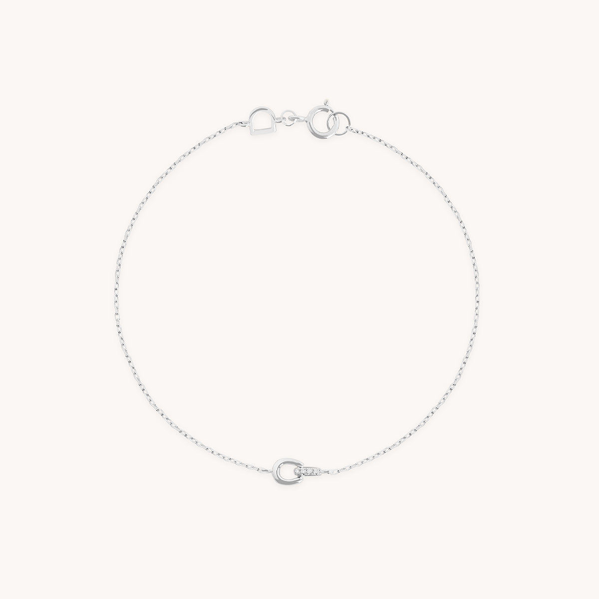 Diamond Hardware Pendant Bracelet in Solid White Gold-Astrid & Miyu