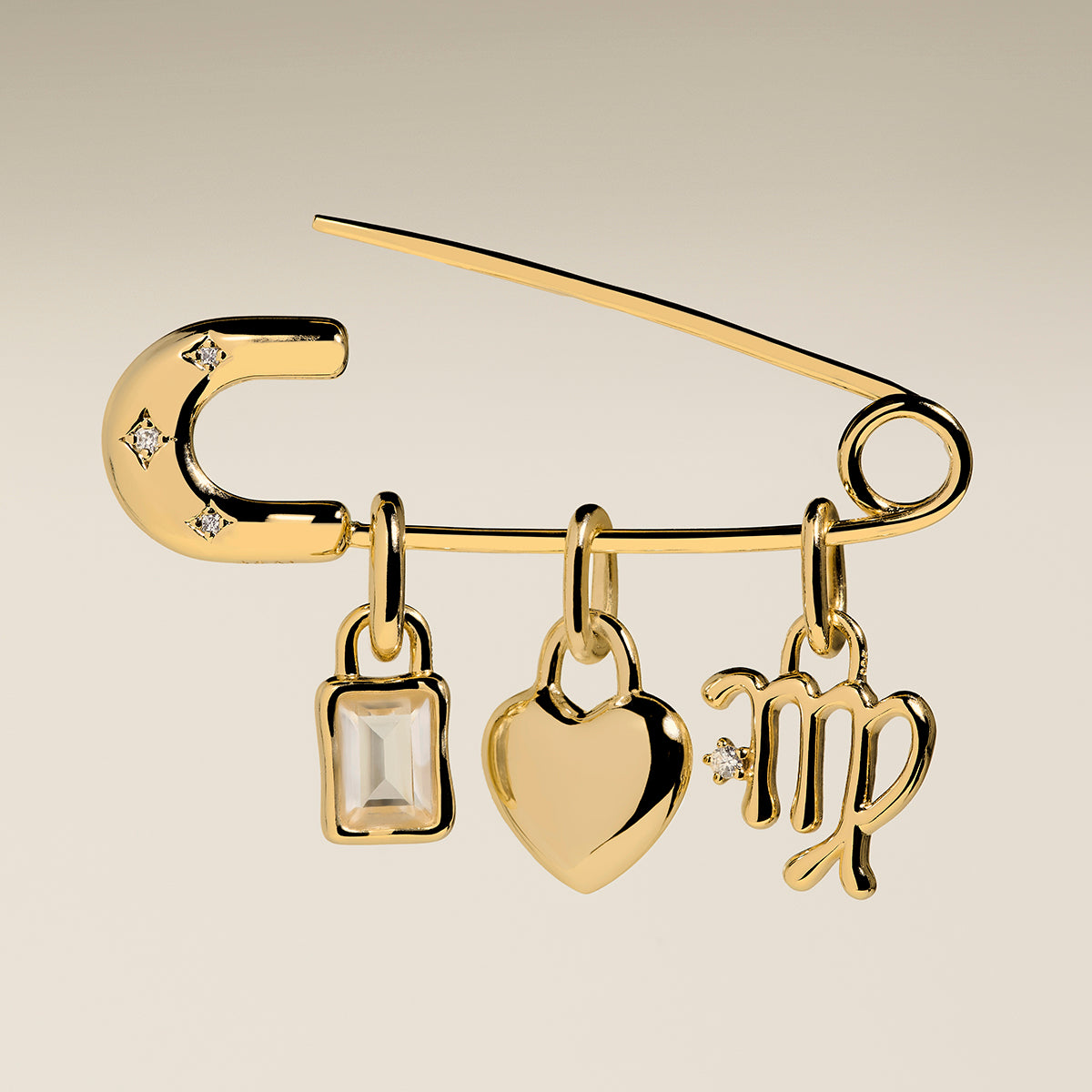 Charm Pin Brooch in Gold-Astrid & Miyu