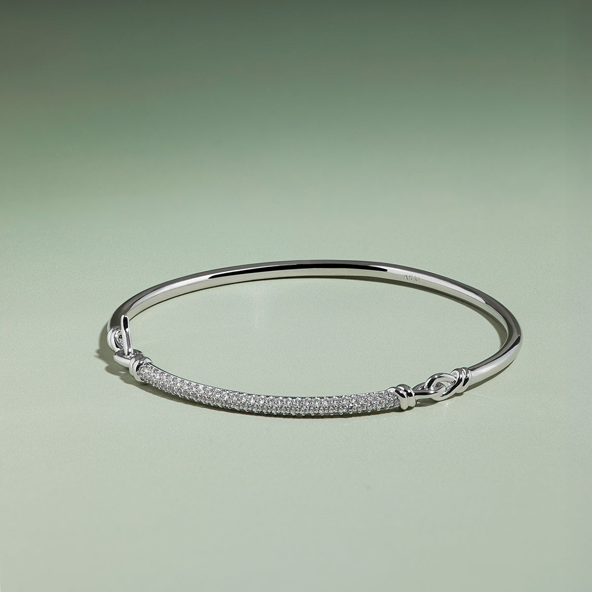 Pavé Knot Bangle in Silver-Astrid & Miyu