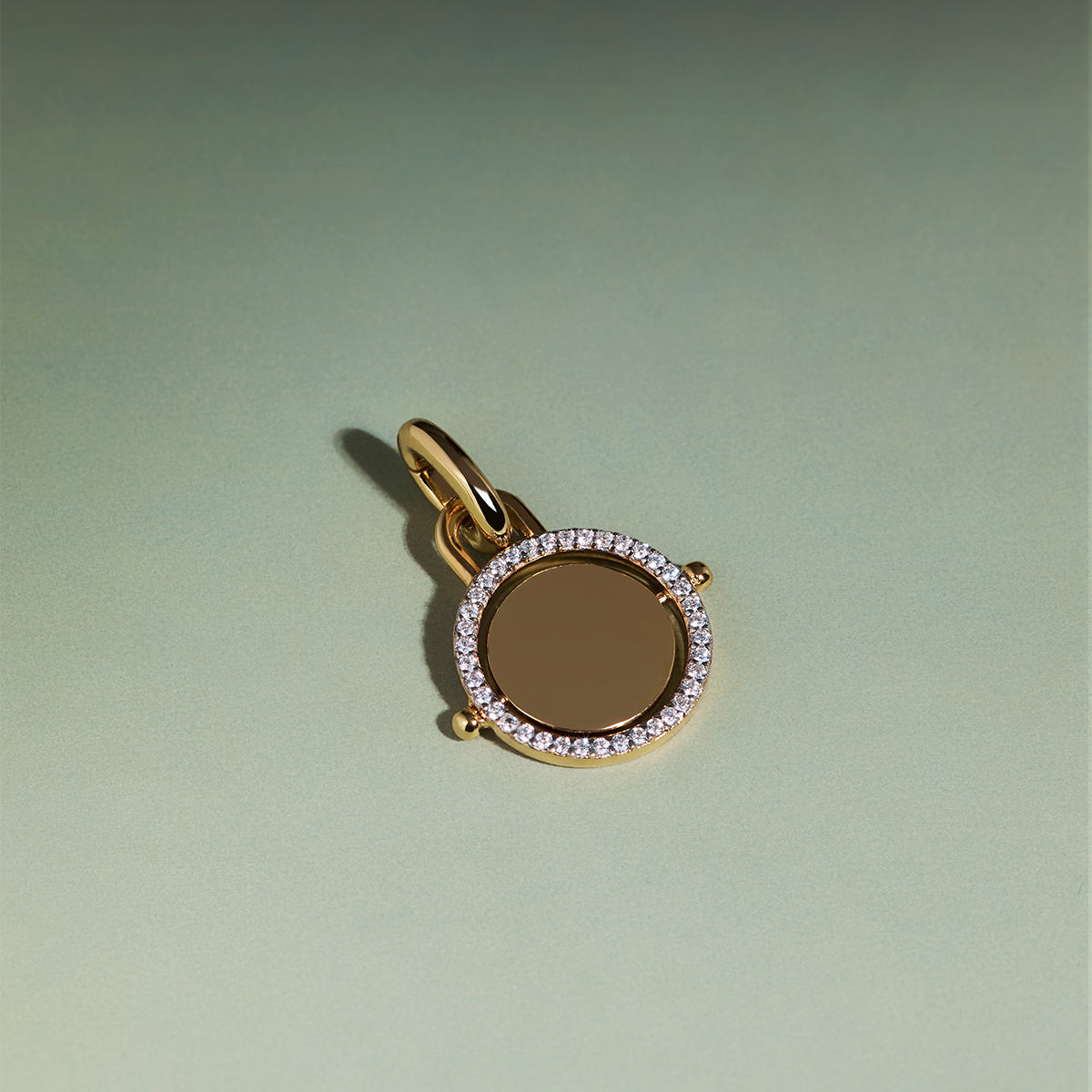 Pavé Spinning Coin Clip Charm in Gold-Astrid & Miyu
