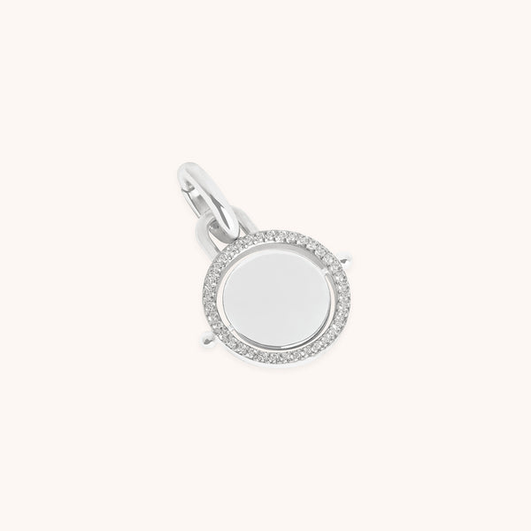 Pavé Spinning Coin Clip Charm in Silver-Astrid & Miyu