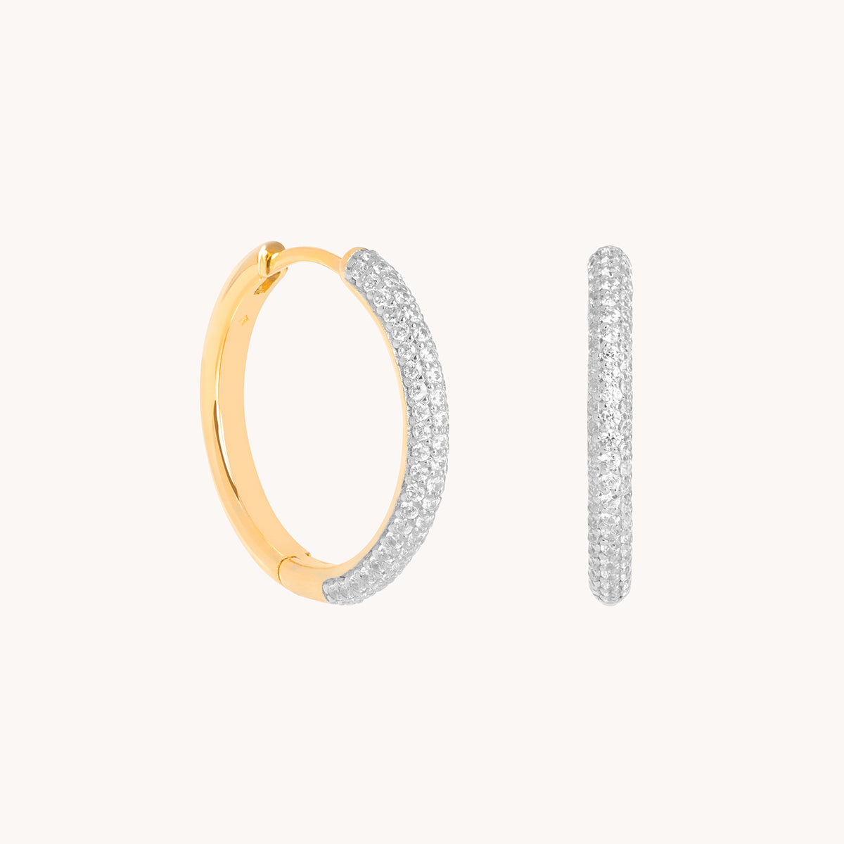 Pavé Essential Medium Hoops in Gold-Astrid & Miyu
