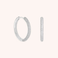 Pavé Essential Medium Hoops in Silver-Astrid & Miyu