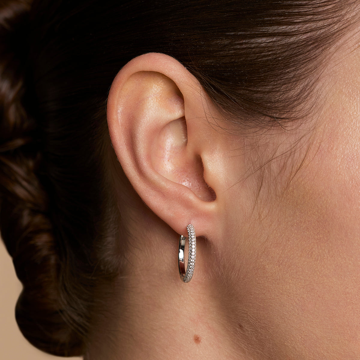Pavé Essential Medium Hoops in Silver-Astrid & Miyu