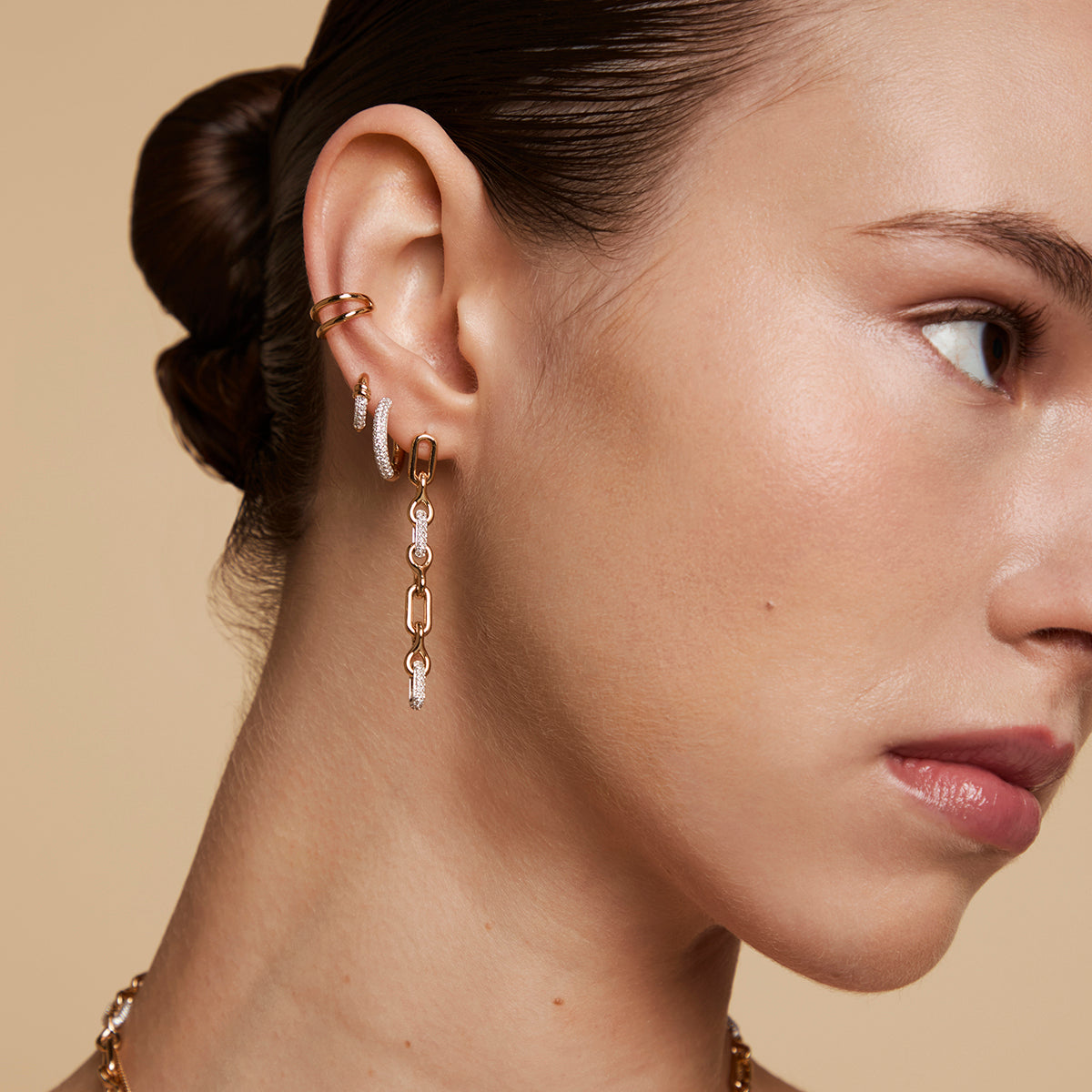 Pavé Essential Small Hoops in Gold-Astrid & Miyu