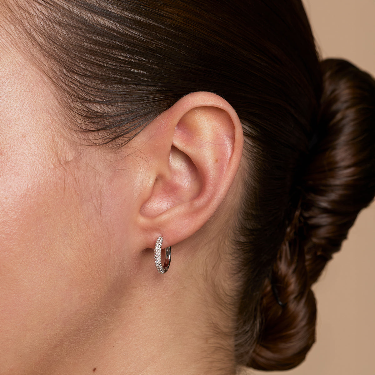 Pavé Essential Small Hoops in Silver-Astrid & Miyu