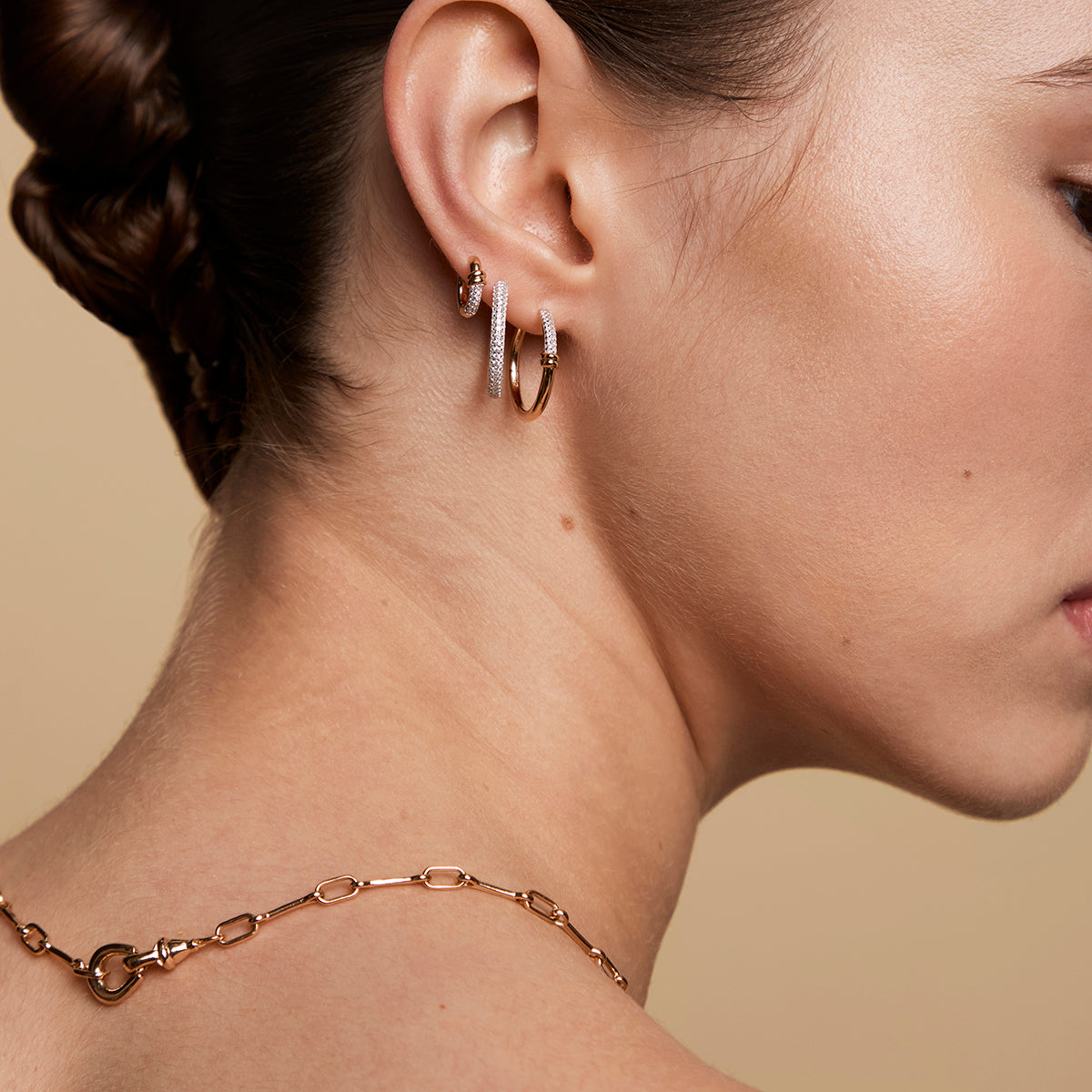 Pavé Knot Huggies in Gold-Astrid & Miyu