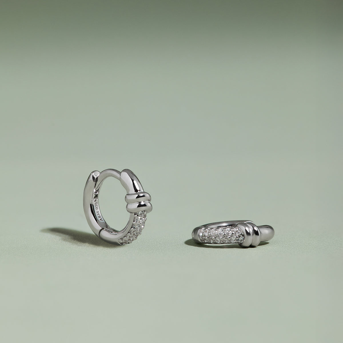 Pavé Knot Huggies in Silver-Astrid & Miyu