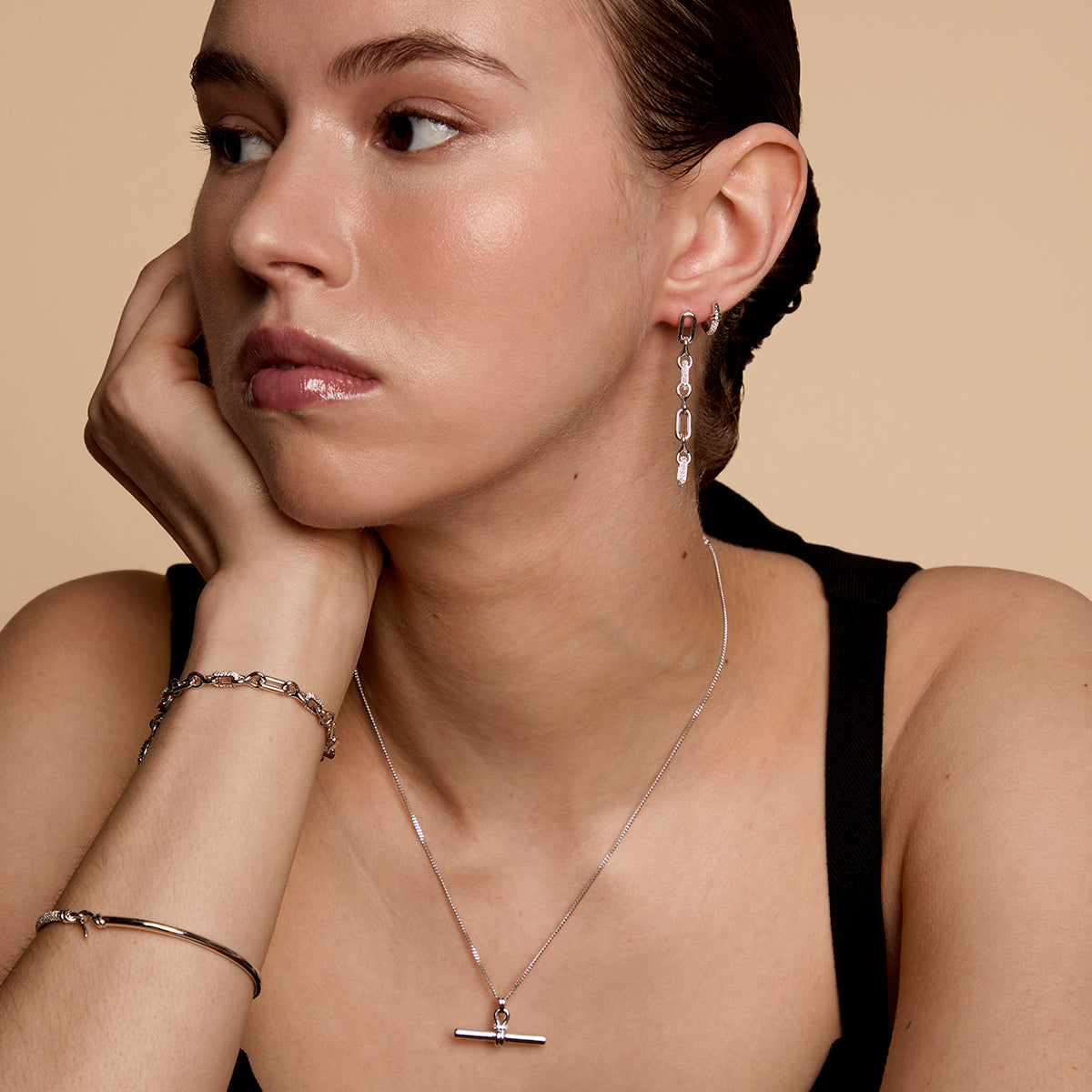 Pavé Knot Huggies in Silver-Astrid & Miyu