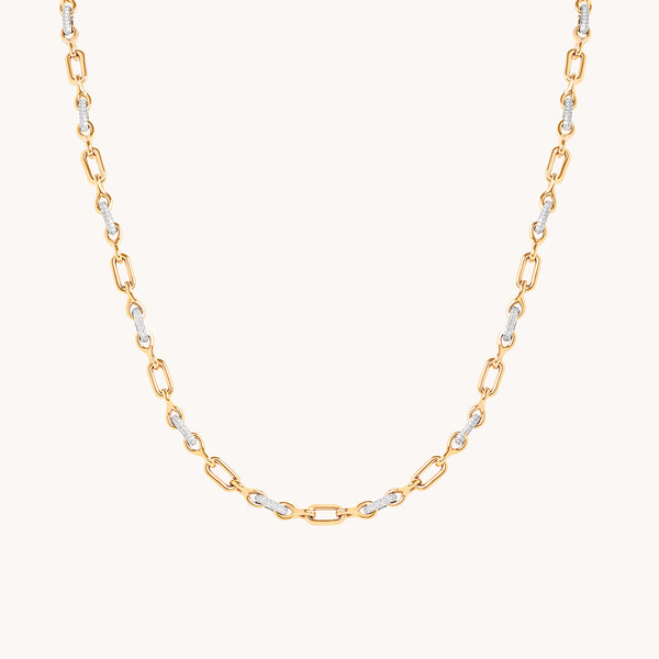 Pavé Chain Link Necklace in Gold-Astrid & Miyu
