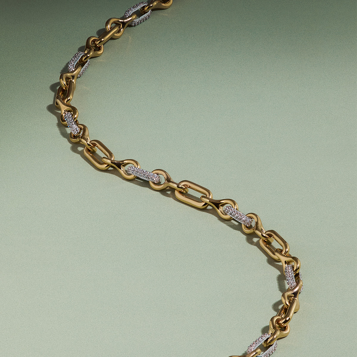 Pavé Chain Link Necklace in Gold-Astrid & Miyu