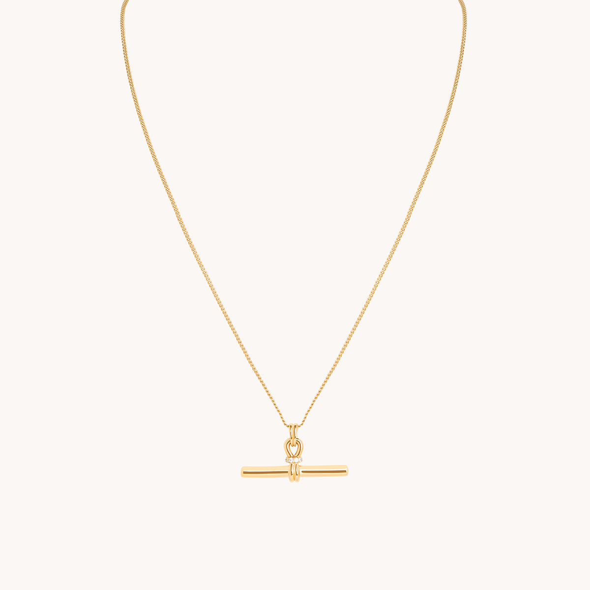 Hardware T-Bar Pendant Necklace in Gold-Astrid & Miyu