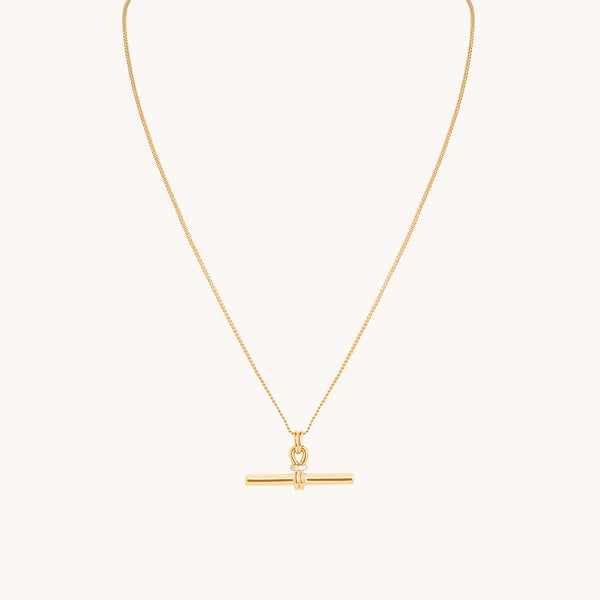 Hardware T-Bar Pendant Necklace in Gold-Astrid & Miyu