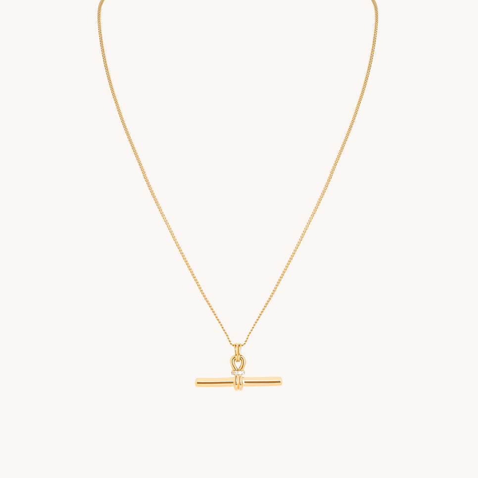 Hardware T-Bar Pendant Necklace in Gold-Astrid & Miyu