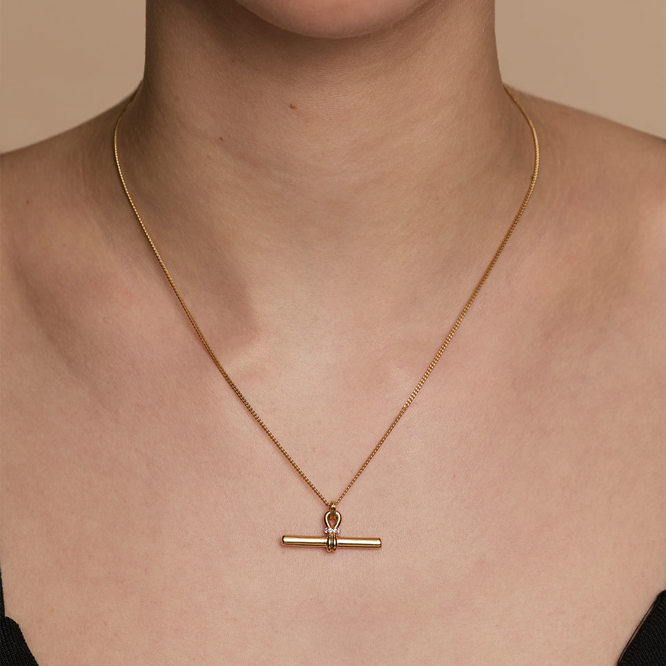 Hardware T-Bar Pendant Necklace in Gold-Astrid & Miyu