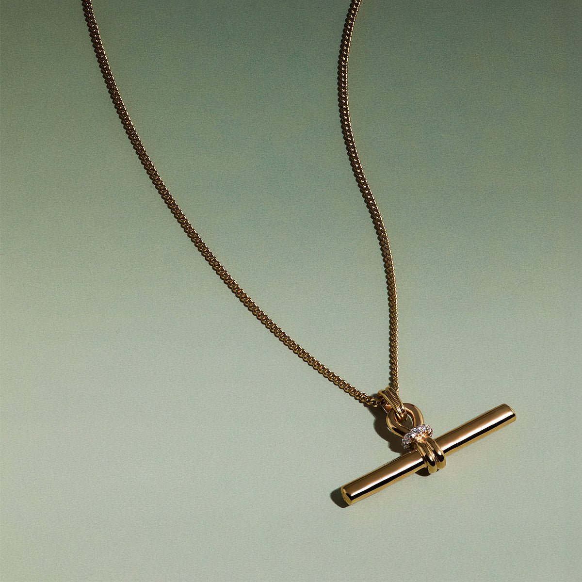 Hardware T-Bar Pendant Necklace in Gold-Astrid & Miyu