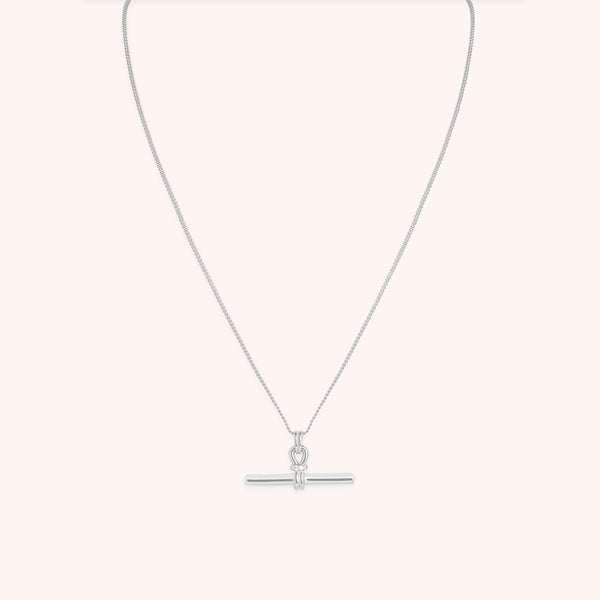 Hardware T-Bar Pendant Necklace in Silver-Astrid & Miyu