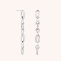 Pavé Chain Link Drop Studs in Silver-Astrid & Miyu