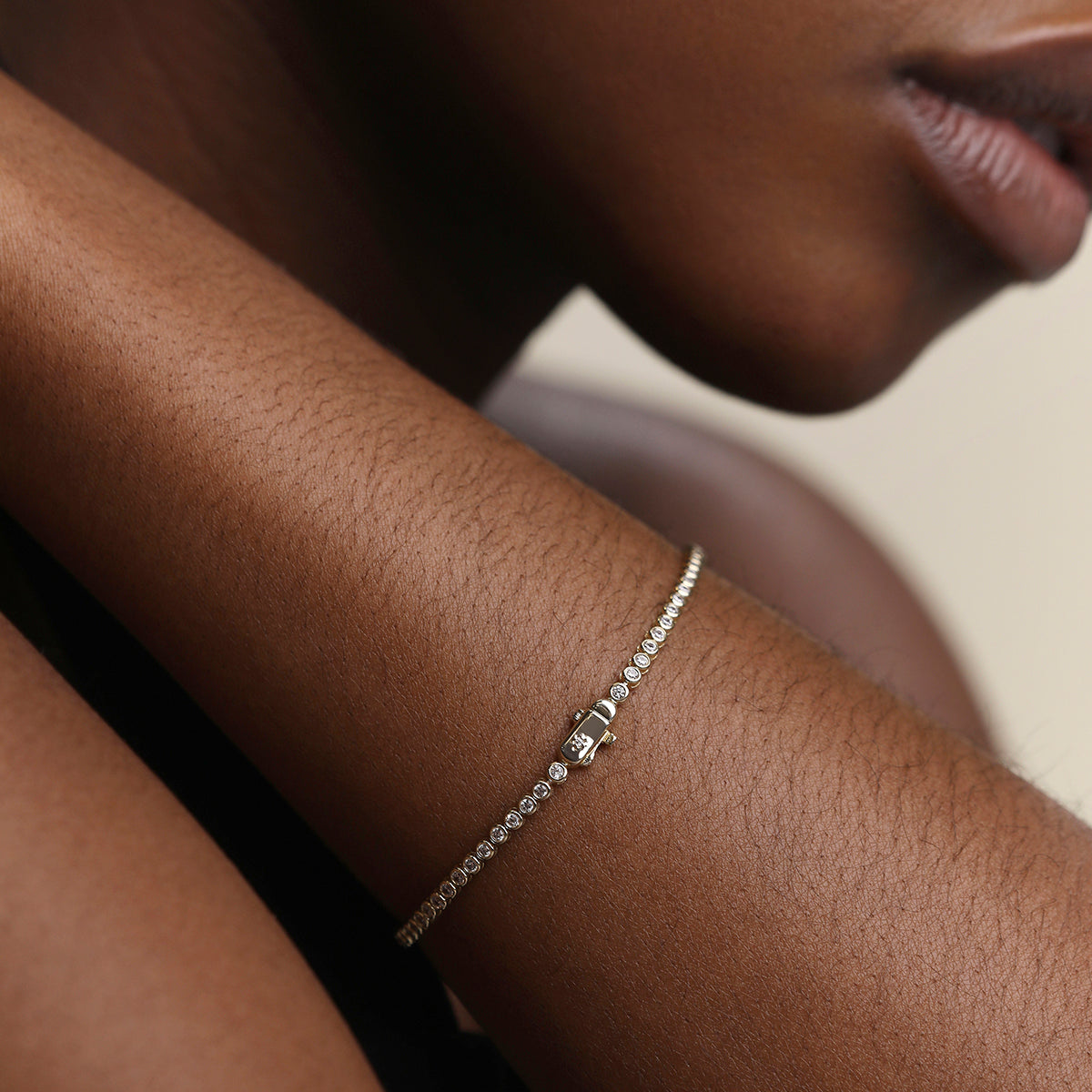 Lab Diamond Tennis Chain Bracelet in Solid Gold-Astrid & Miyu