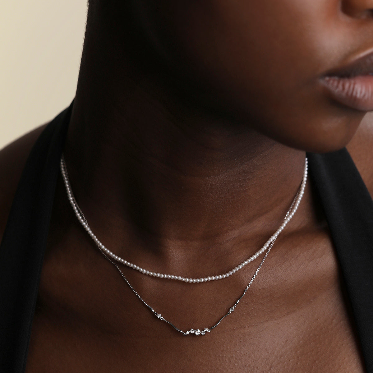 Pearl Necklace in Solid White Gold-Astrid & Miyu