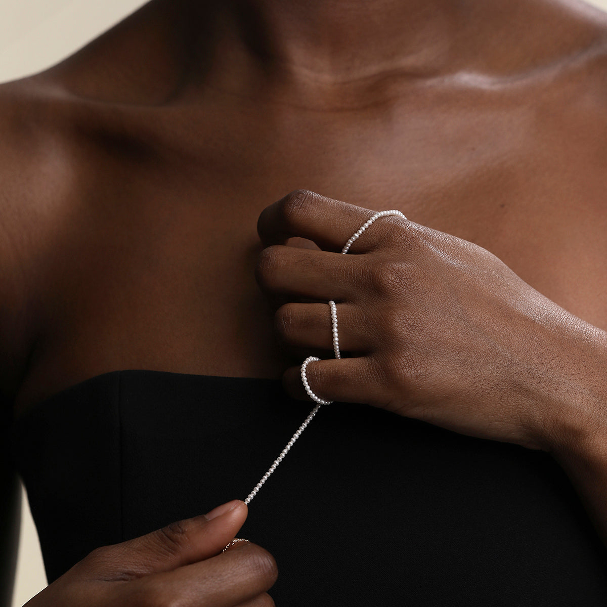 Pearl Necklace in Solid White Gold-Astrid & Miyu