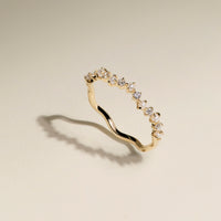 Diamond & Pearl Scalloped Ring in Solid Gold-Astrid & Miyu