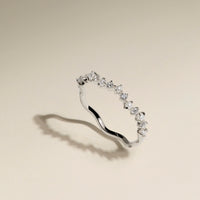 Diamond & Pearl Scalloped Ring in Solid White Gold-Astrid & Miyu