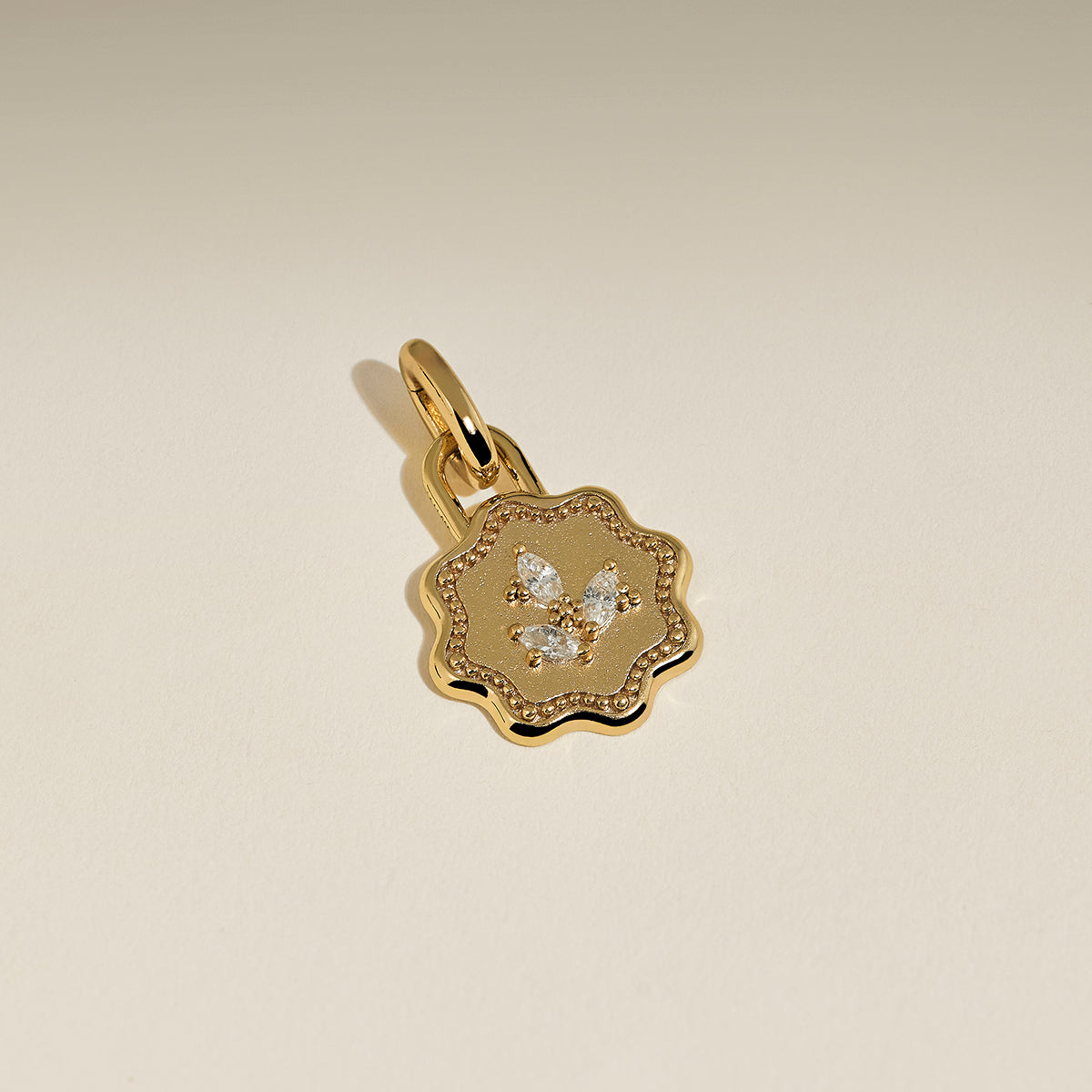 Scalloped Coin Clip Charm in Gold-Astrid & Miyu