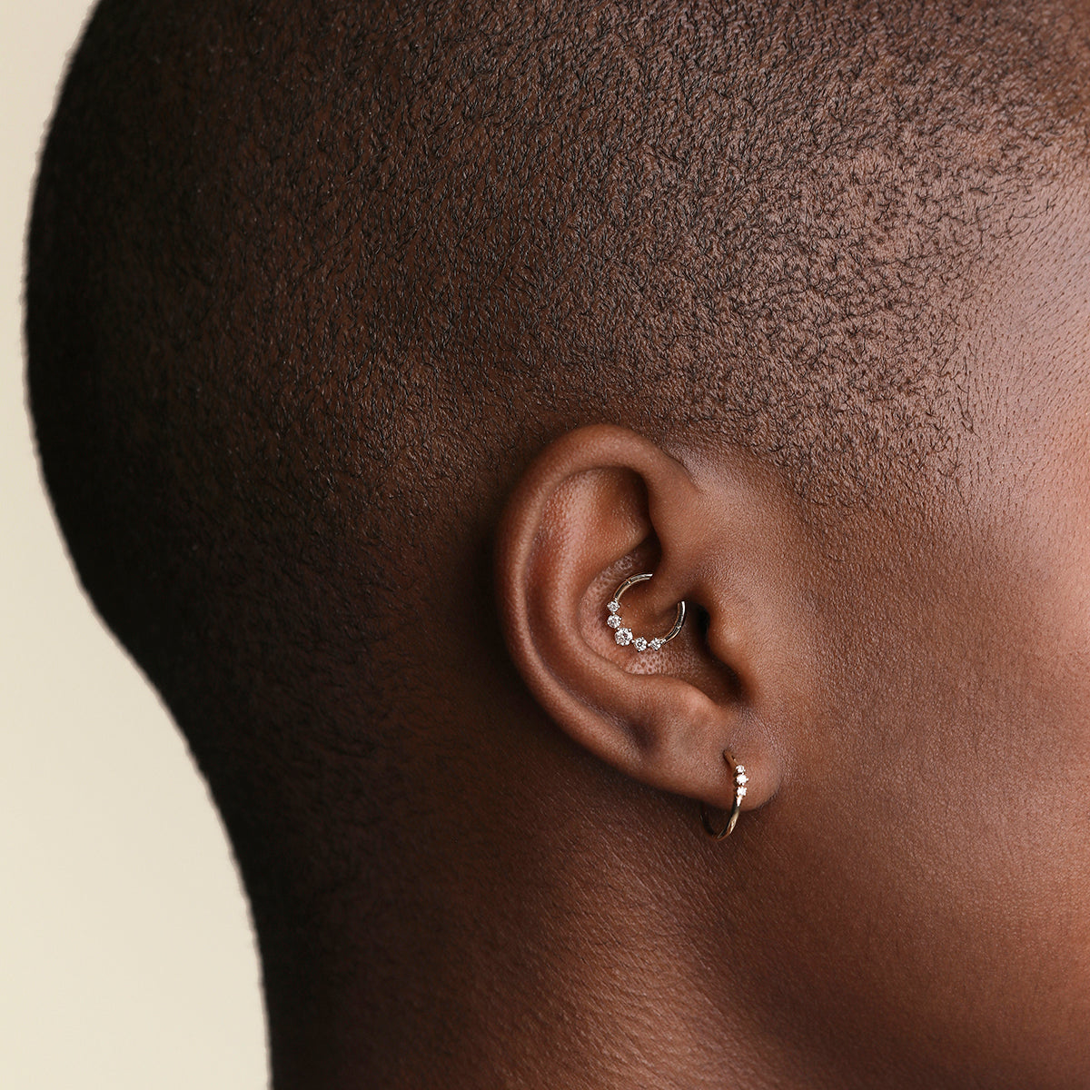 Diamond Daith Hoop in Solid Gold-Astrid & Miyu