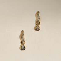 Scalloped Crystal Charm Huggies in Gold-Astrid & Miyu