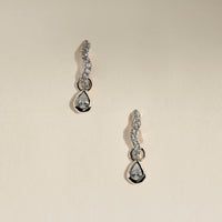 Scalloped Crystal Charm Huggies in Silver-Astrid & Miyu
