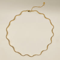 Scalloped Tennis Chain Necklace in Gold-Astrid & Miyu