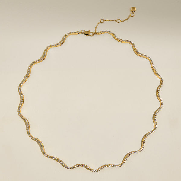 Scalloped Tennis Chain Necklace in Gold-Astrid & Miyu