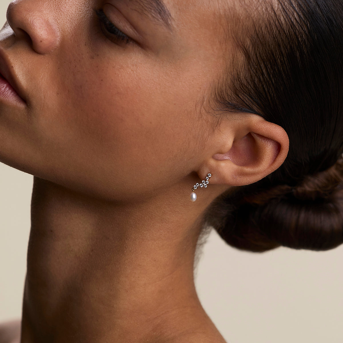 Scalloped Crystal Charm Studs in Gold-Astrid & Miyu
